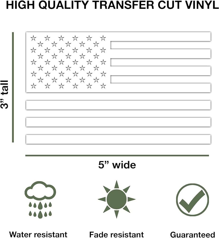 Pair (2) 3x5 Matte Black American Flag Die Cut Vinyl Decal Stickers for Trucks
