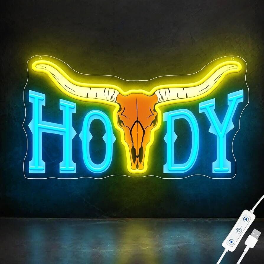 Howdy Neon Sign LED For Bar, Garage , Man-cave 9” x 16.5” inch