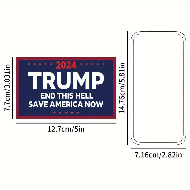 Trump 2024 Sticker for Car, Helmets, Laptop, Window, 3.03” x  5.81” inch
