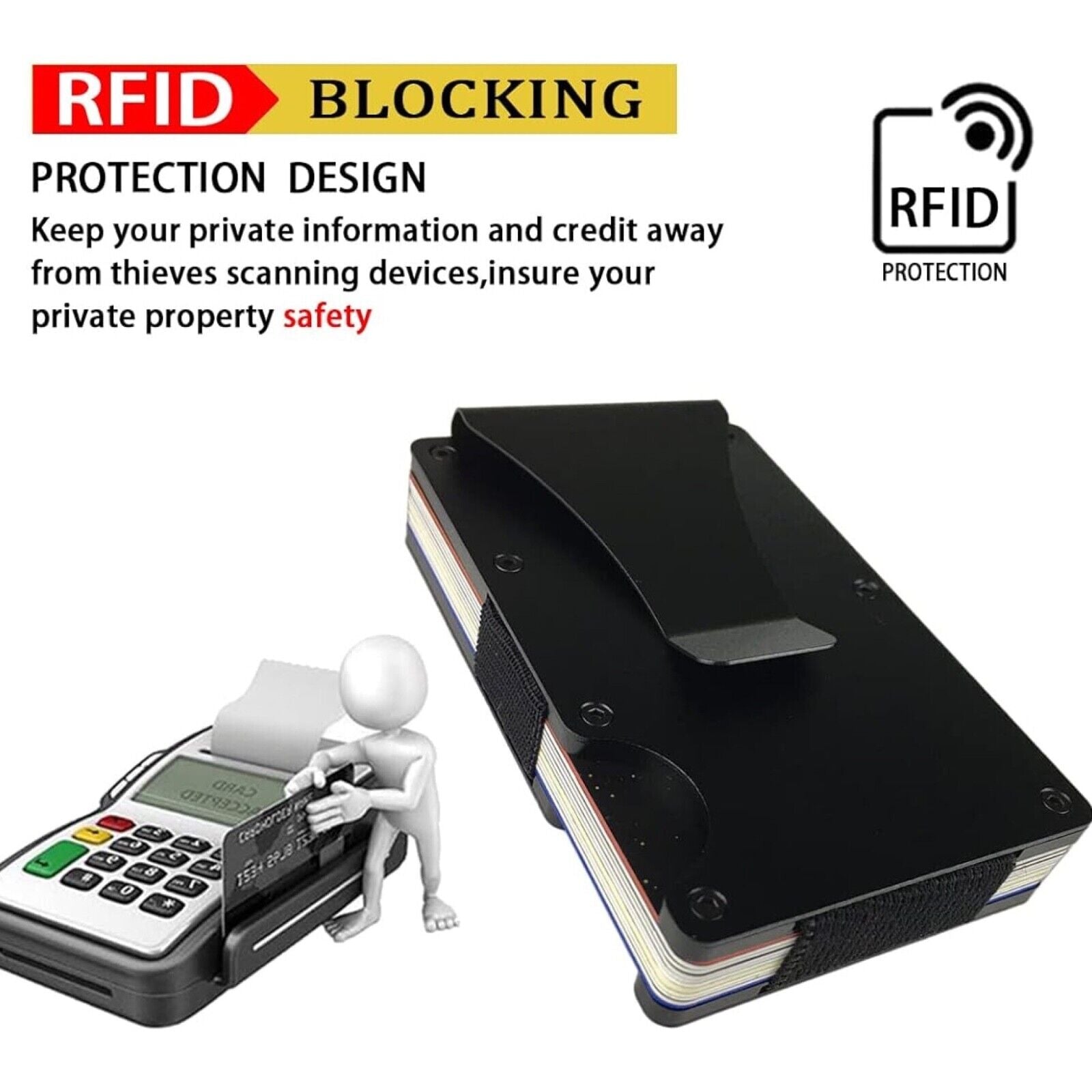 Minimalist Wallet for Men, Metal Money Clip Wallet