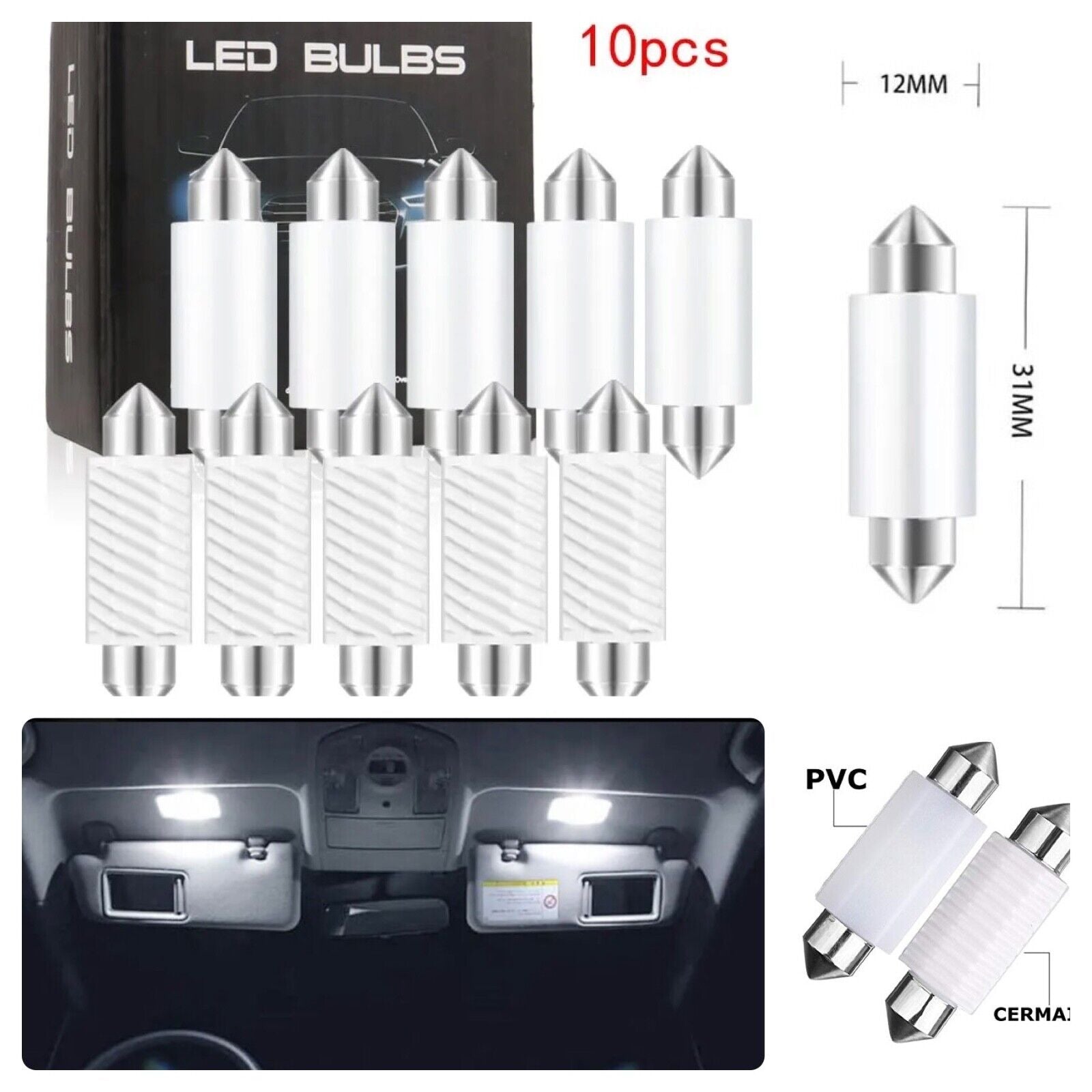 10 Pack LED DE3175 Bulb 31mm LED Festoon 12V CANBus Error Free Super Bright