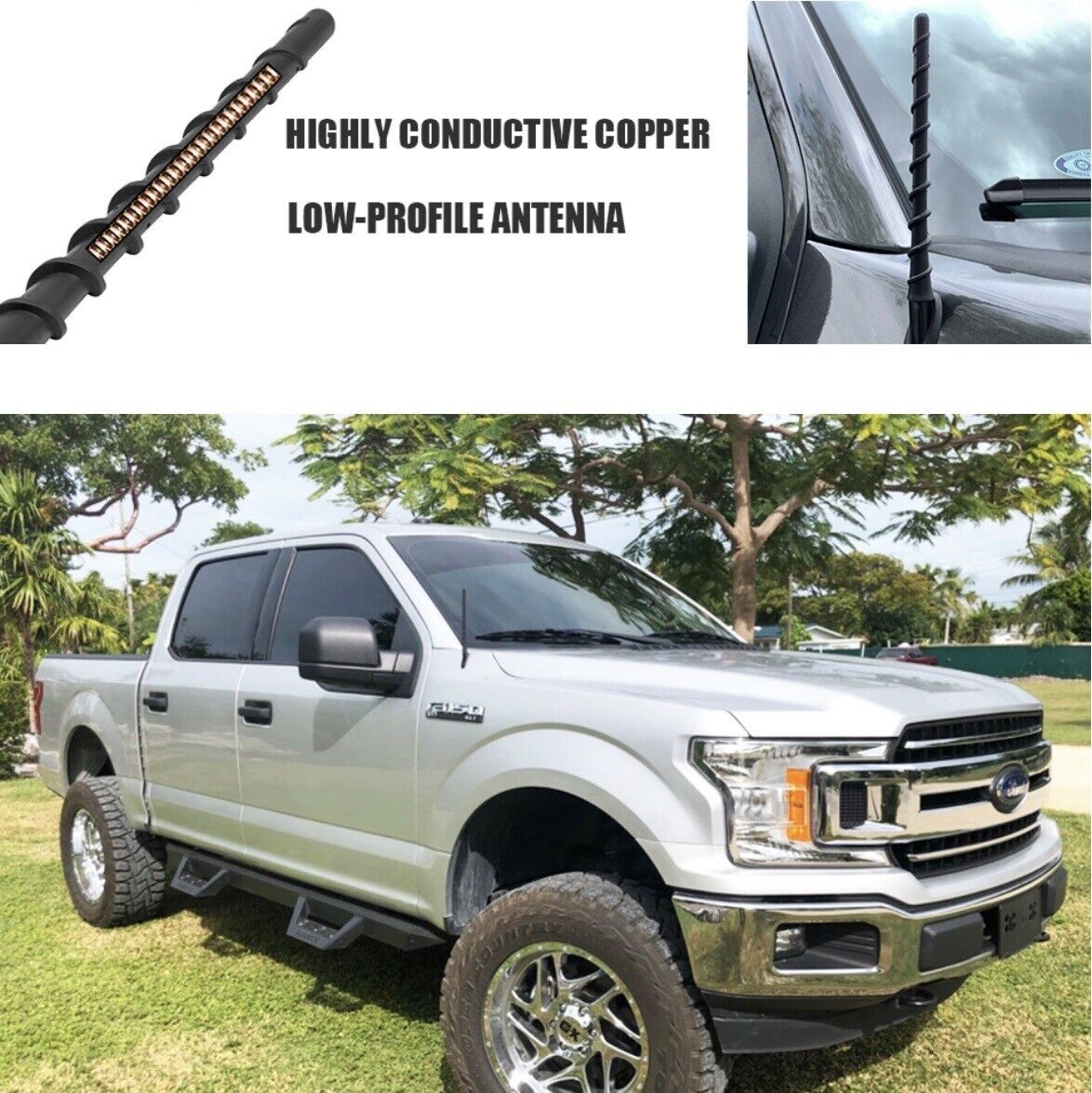 7" Low Profile Short Antenna For F-150 (09-24) F250 & 350 (17-24) Bronco (21-24)