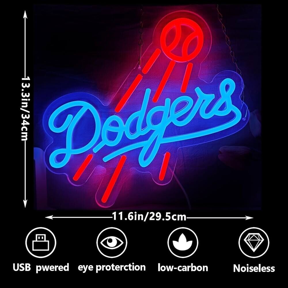 Dodgers Baseball Neon Sign LED For Bar, Garage , Man-cave 13.3” x 11.6” inch