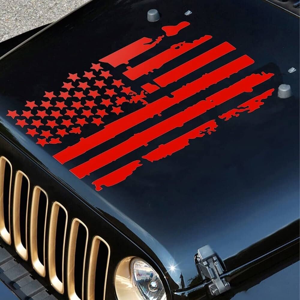 35" American USA Distressed Flag Vinyl Sticker Decal for Car Truck SUV Hood Door