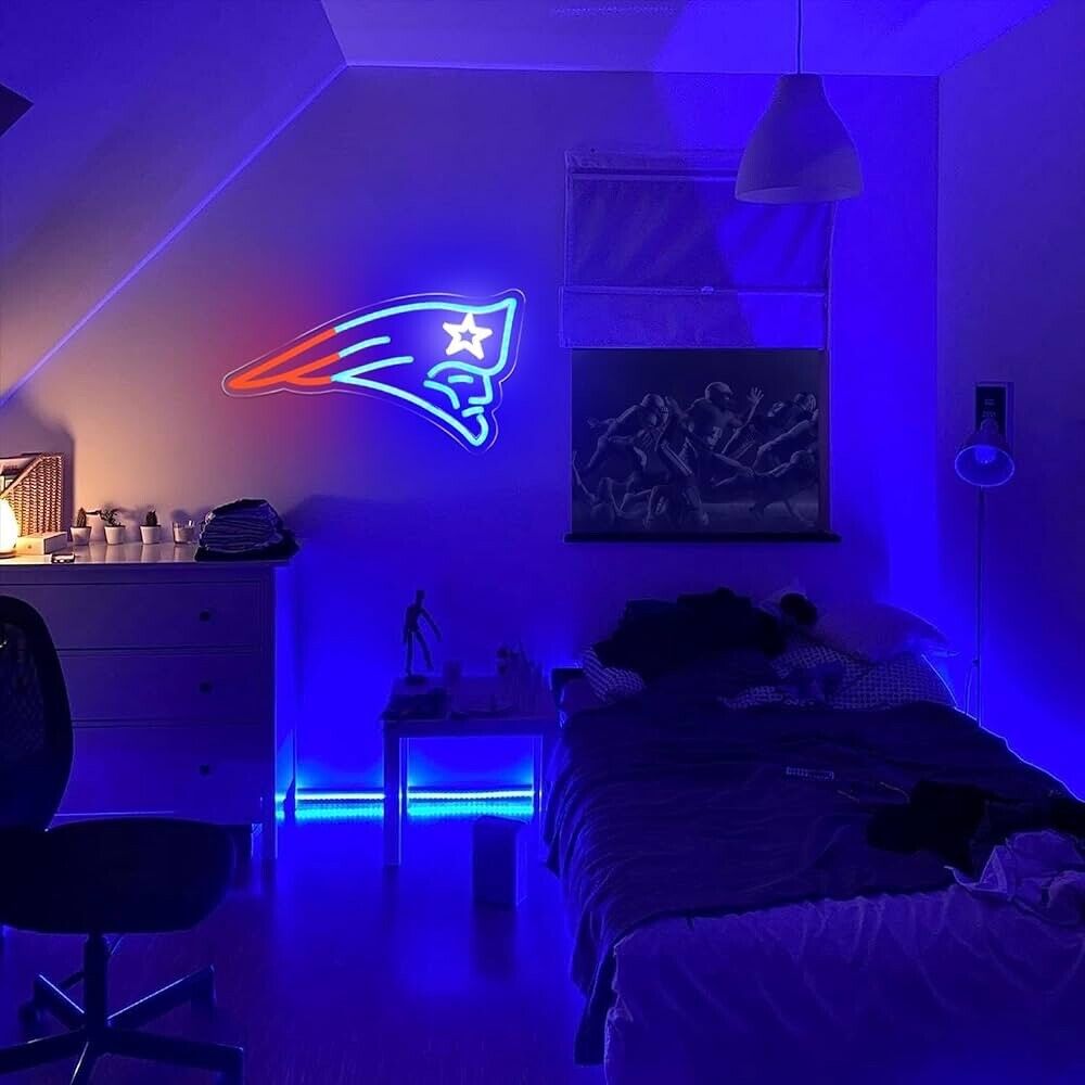 Patriots LED Neon Sign For Bar, Garage , Mancave 8.1” x 16.1” Inch