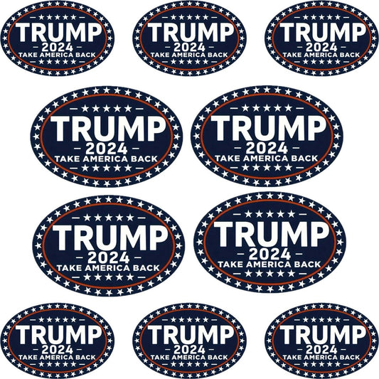 Trump 2024 Sticker, 10Pcs for Car, Motorcycles, Helmets, Laptop, Window, 2x3 in