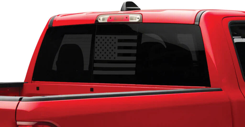 Rear Middle Window American Flag Vinyl Decal for Dodge RAM Truck 2009-2024 Black