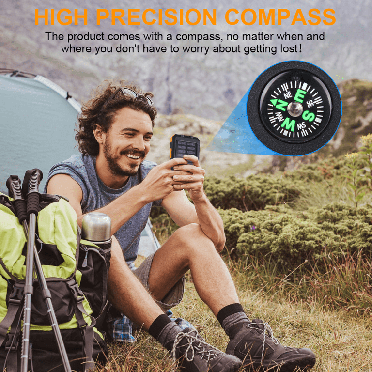 Solar Charging Power Bank 36800mAh Portable,QC3.0 Fast Charger Dual USB