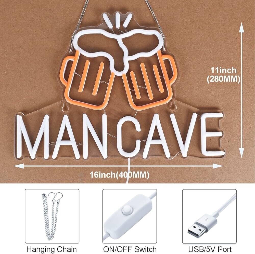 Man-Cave LED Neon Sign for Man-Cave, Bar, Garage, Home 11” x 16” inch