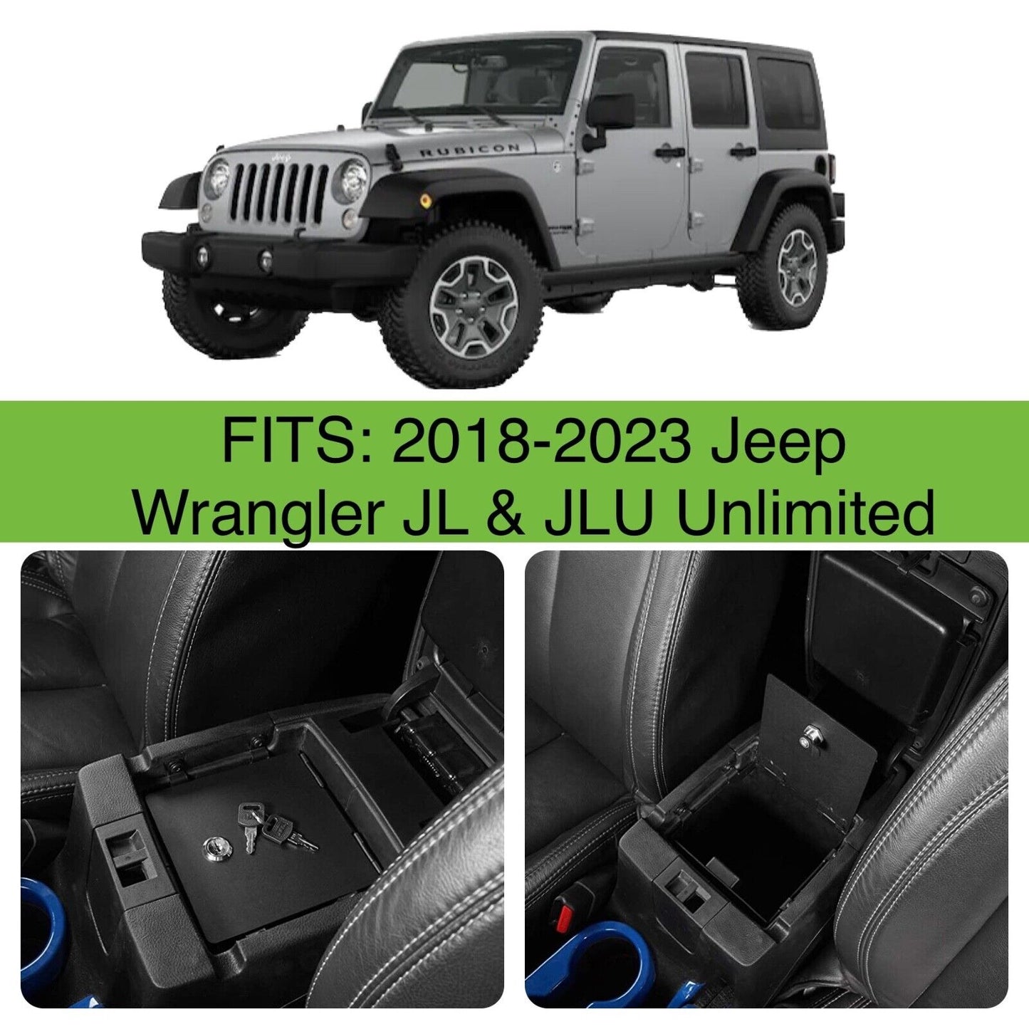 Center Console Storage Safe Box Insert for 2018-2023 Jeep Wrangler JL & JLU Unl