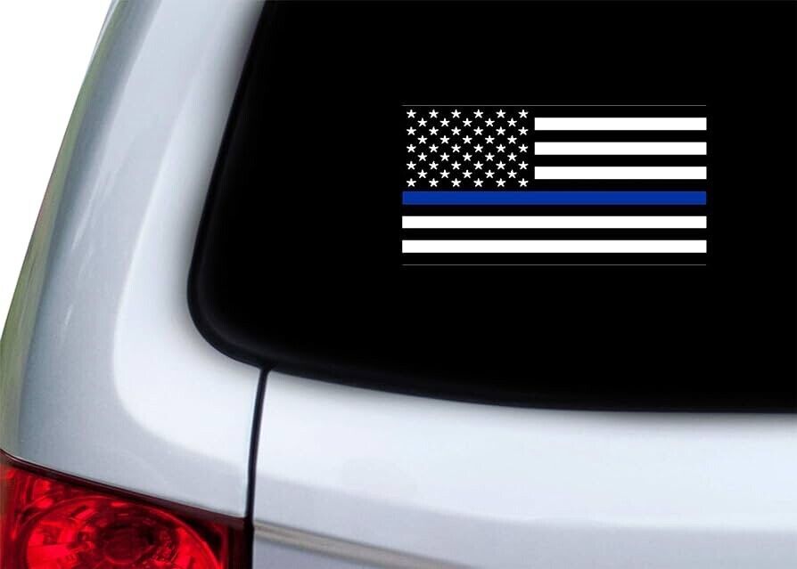 American Flag Thin Blue Line Police Support Reflective Vinyl Stickers 3X5