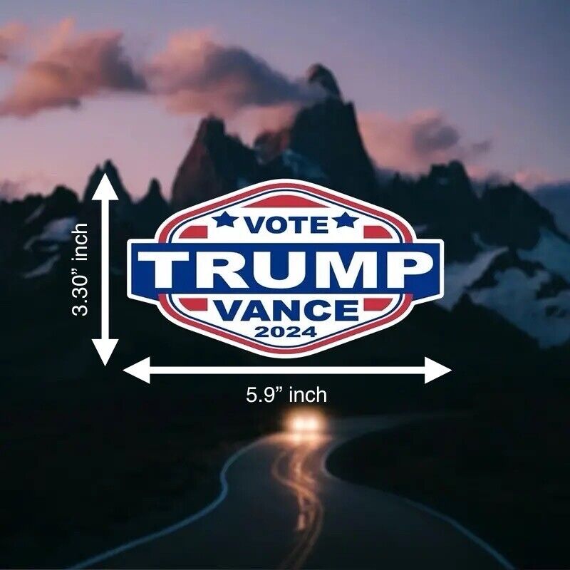 Trump Vance 2024 Sticker for Vehicle, Helmets, 3.30” x  5.81” inch