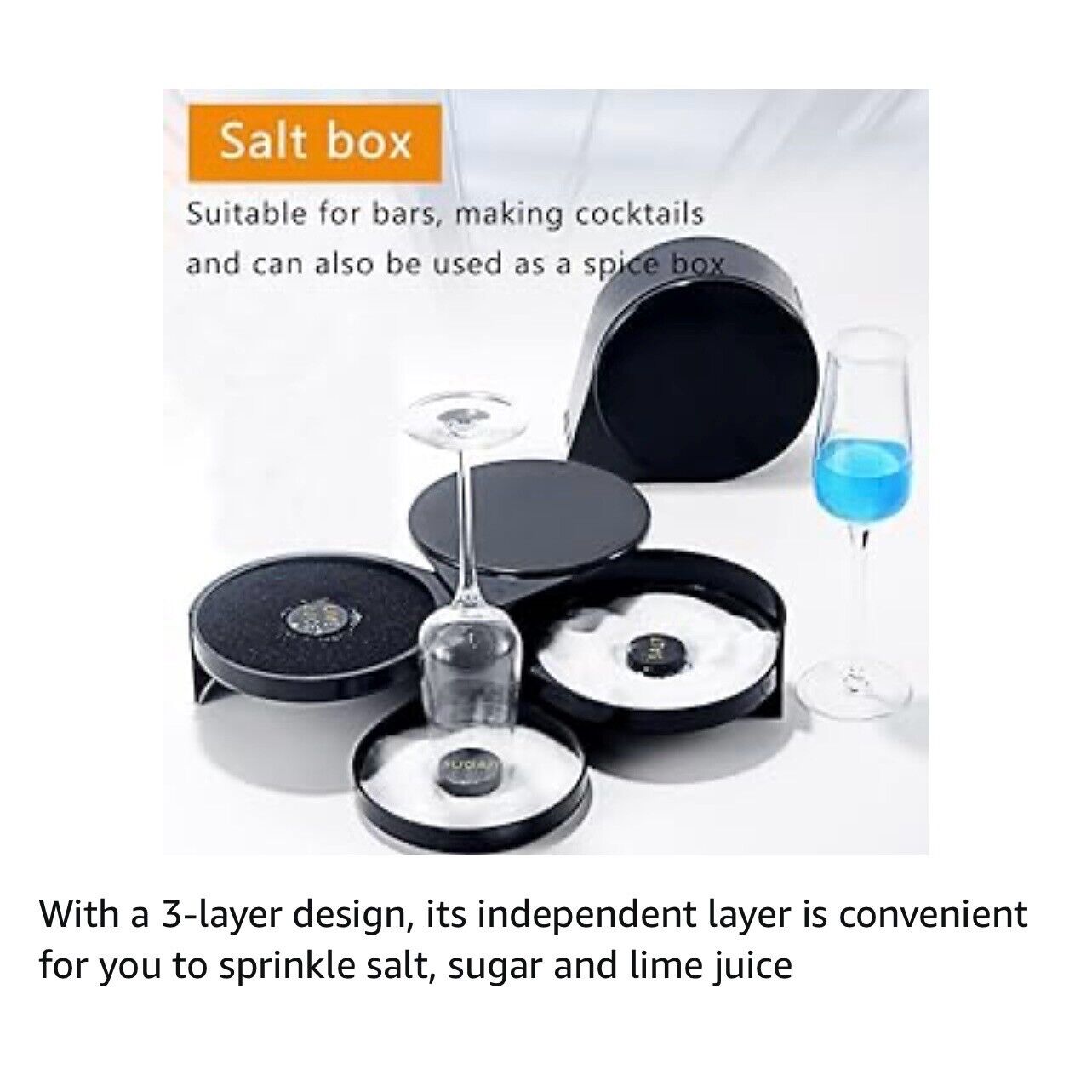 3-Tier Bar Juice Cocktail Rimmer For Seasoning, Salt, Sugar for Bar or Home