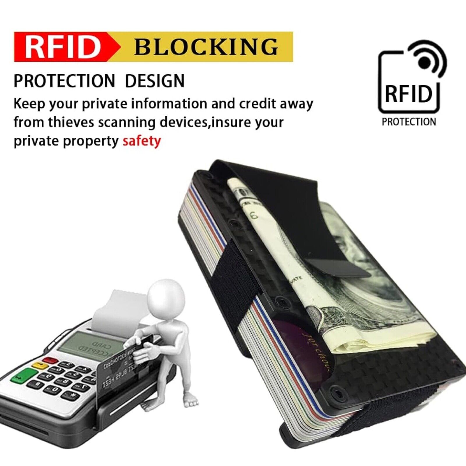 Minimalist Wallet for Men, Metal Money Clip Wallet