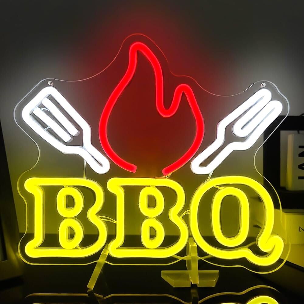 BBQ LED Neon Sign For BBQ, Restaurants, 10.2"x 11.8” Inches