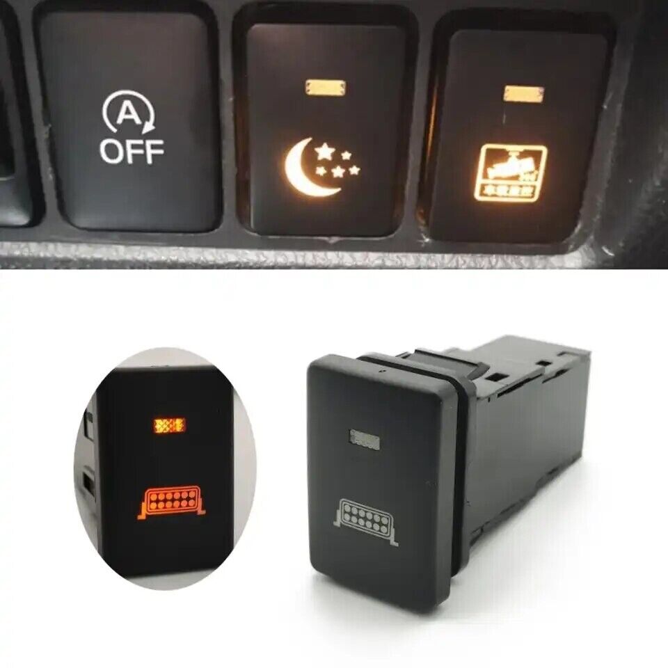 LED Light Bar Backlit Push Button Switch with Connector Wire Backlit On/Off