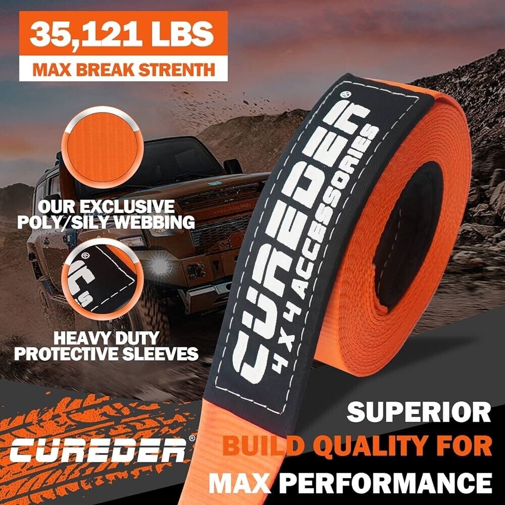 3" x 20' 35,212 lb,Heavy Duty Offroad Strap for Off Road Recovery, Towing