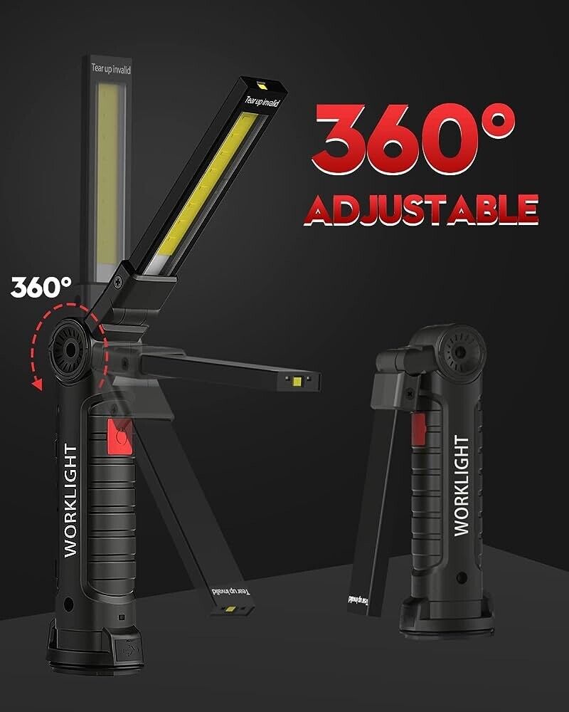 LED Work Light with Magnetic Base Hook 360°Rotate and 5 Modes