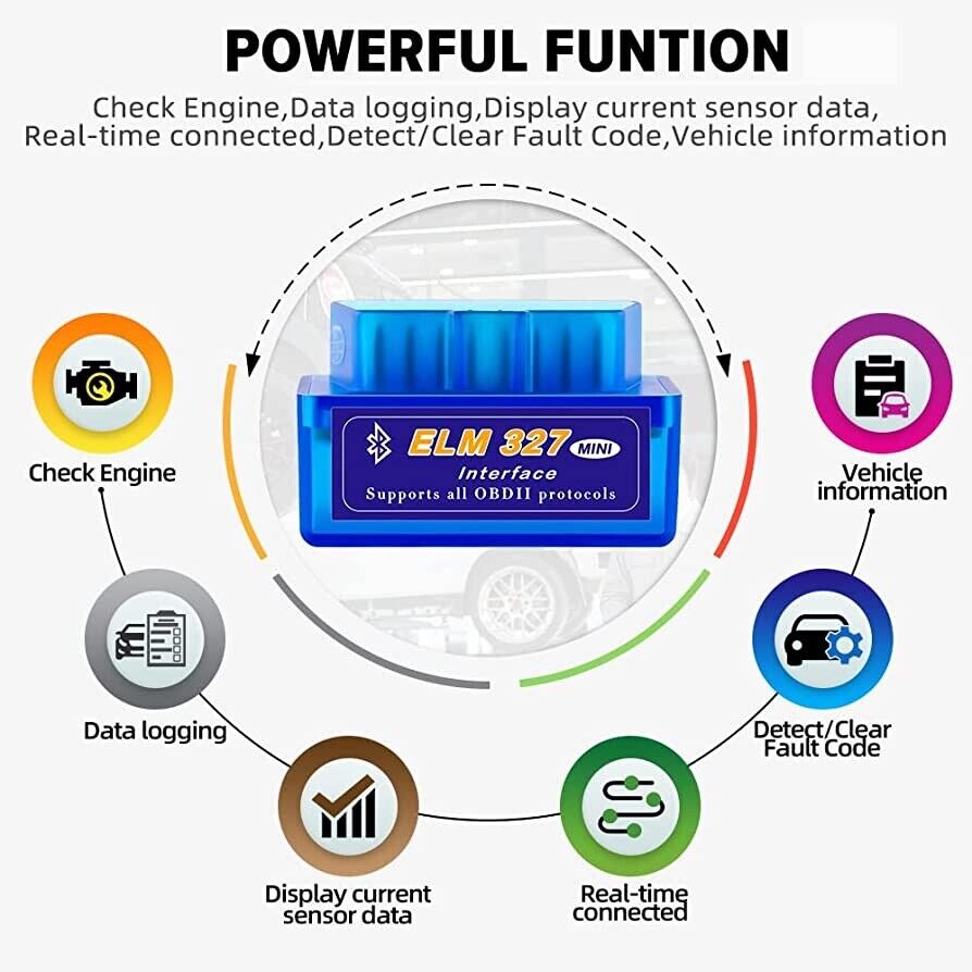 ELM327 OBD2 Code Reader BT Interface Adapter Diagnostic Scanner (For Android)