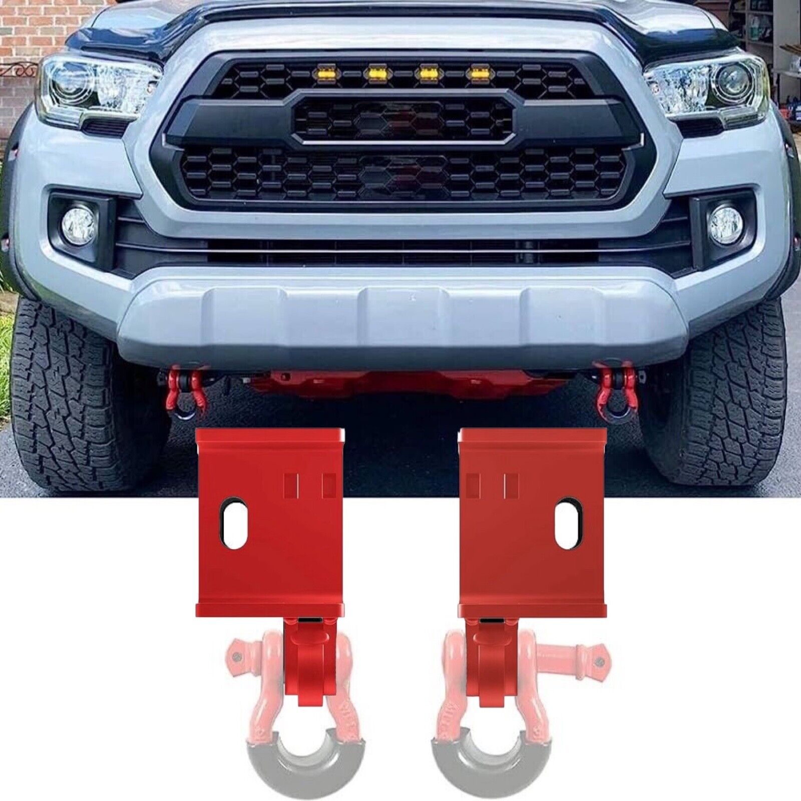 Front Demon Tow Hook Brackets Red or Black for Toyota Tacoma 2009-2023