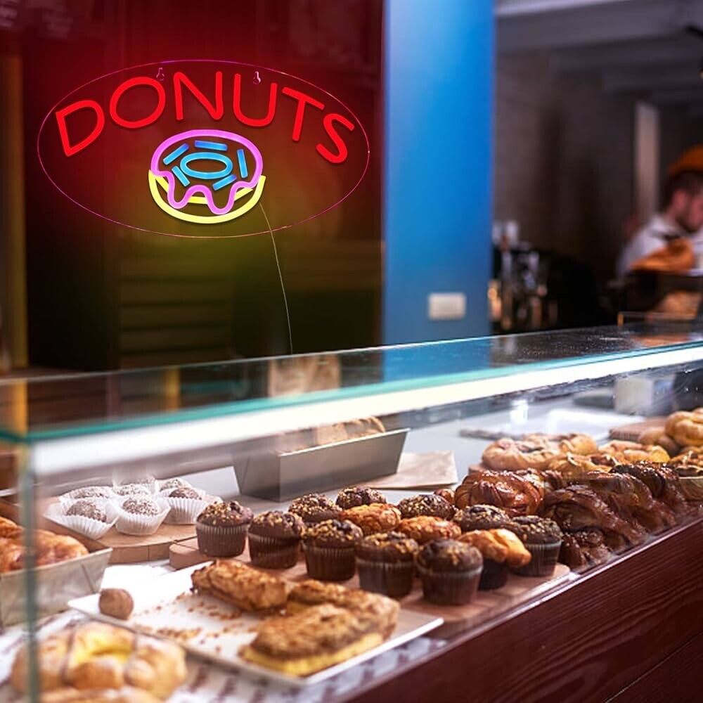 Donut LED Neon Sign For Donut Shops, Restaurants, 9" X 16”Inch