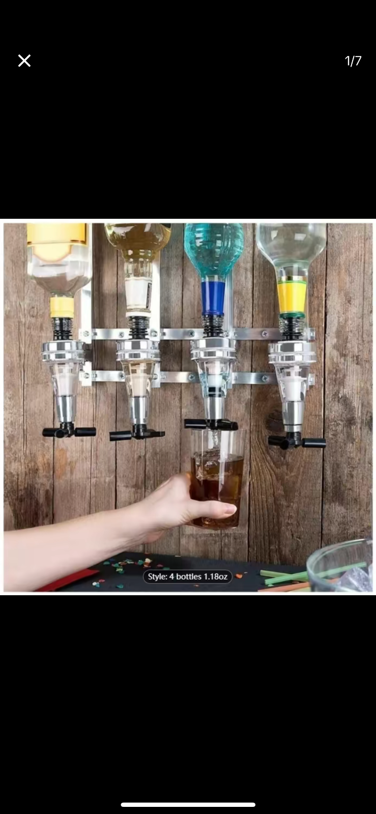 4 Bottle Wall Mounted Liquor Dispenser Bar Butler