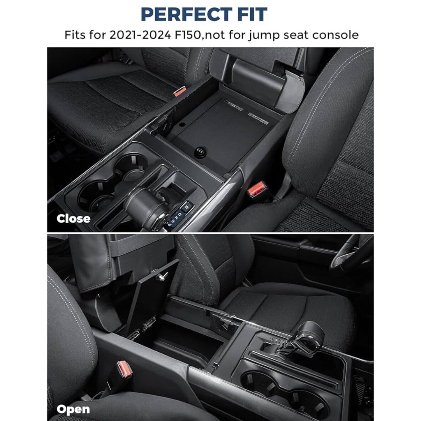 F-150 2021-2024 Console Safe Lockbox Compatible with w/ Flow-Thru Center Console