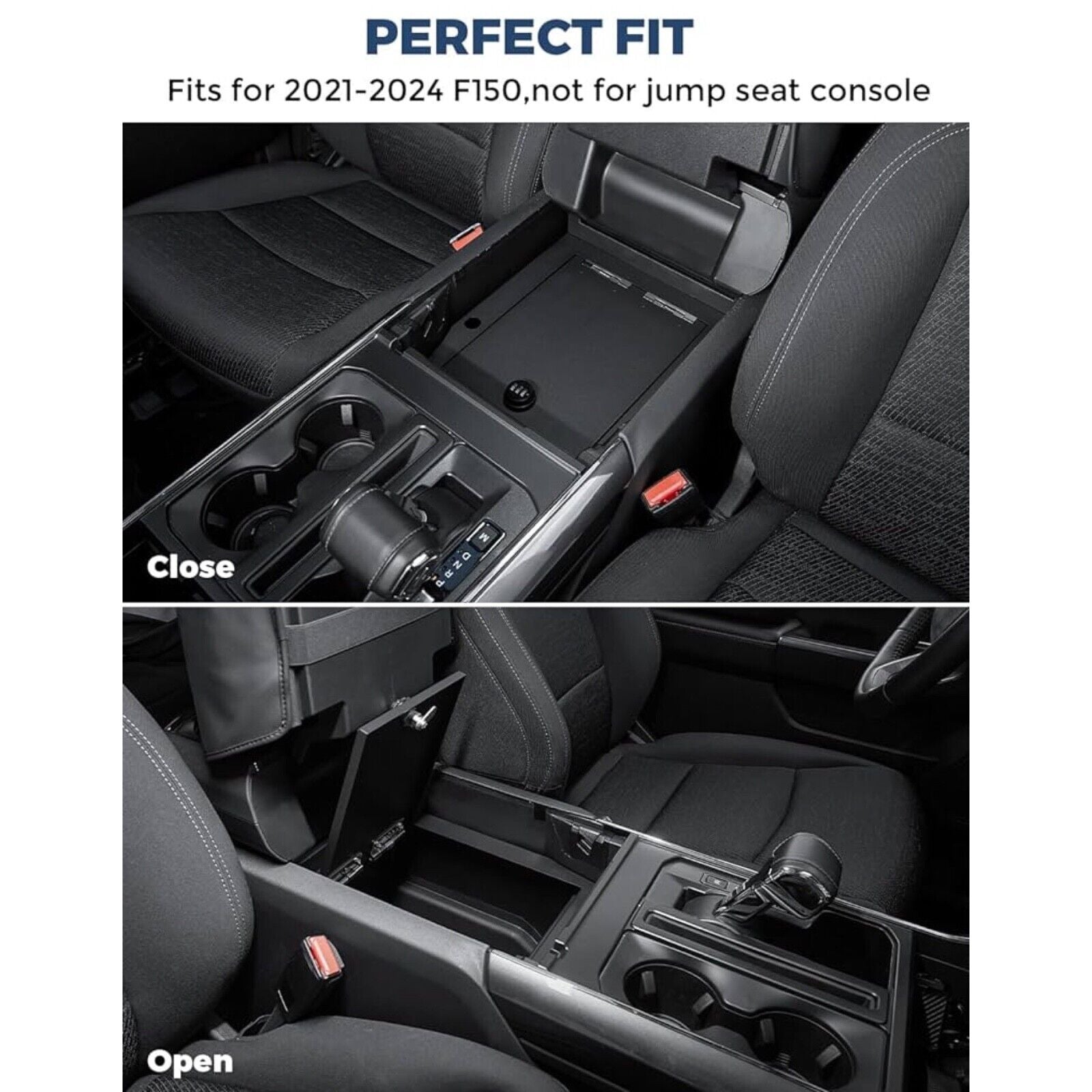 F-150 2021-2024 Console Safe Lockbox Compatible with w/ Flow-Thru Center Console