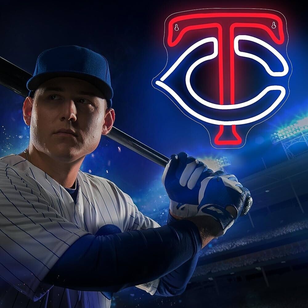 Twins Baseball Neon Sign LED For Bar, Garage , Man-cave 13.38” x 13.38” inch