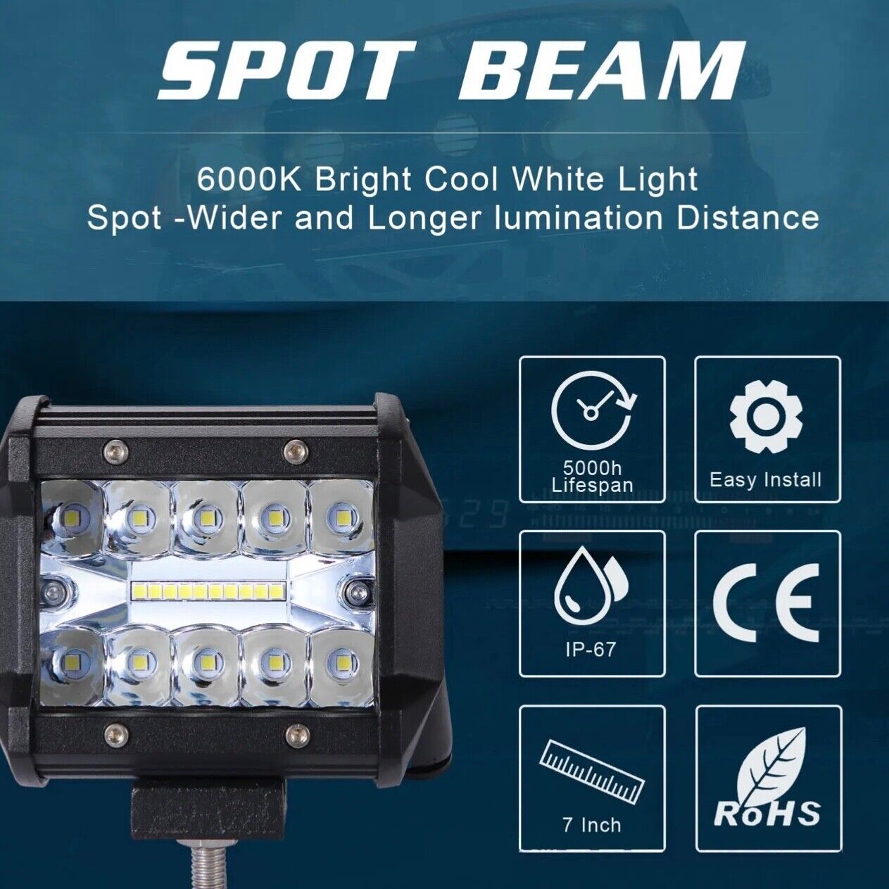 20inch Off Road LED Light Bar Combo with a pair of 4inch Spot LED Pods and a 16A