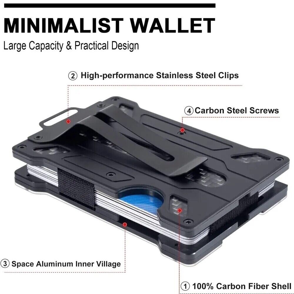 Wallet for Men Slim-Minimalist-Aluminum-Wallet with Clear Window ID Badge
