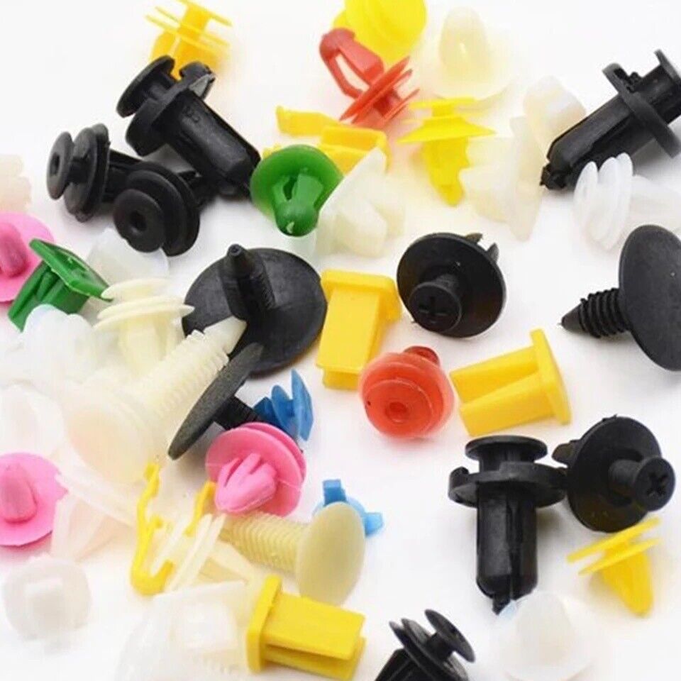 100 PCS Car Auto Various Plastic Rivet Fasteners Push Pin Bumper Fender Panel