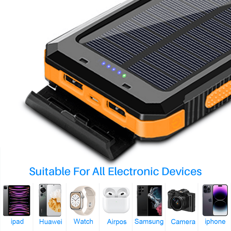 Solar Charging Power Bank 36800mAh Portable,QC3.0 Fast Charger Dual USB