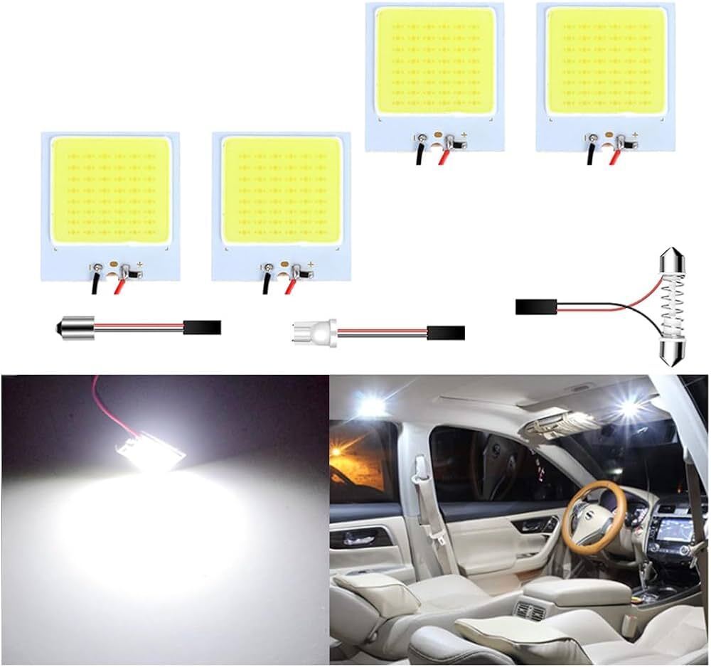 Vehicle LED White Panel Dome/Map/Door Light 24/48SMD Festoon Adaptor/BA9S/T10/