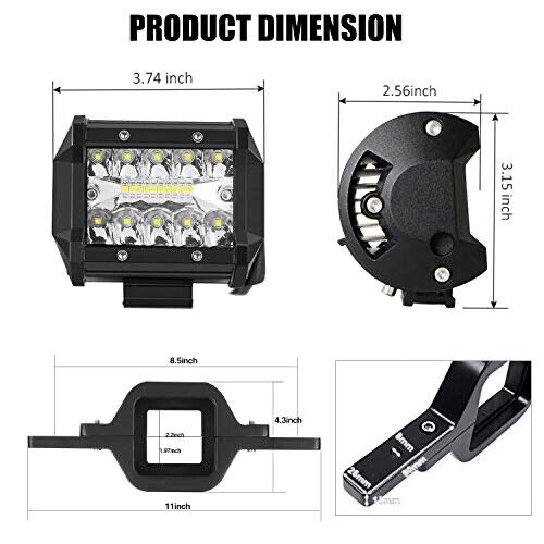 Hitch LED Light, 4 Inch Tow Hitch LED Lights with 2 Inch Towing Hitch Mount Brac