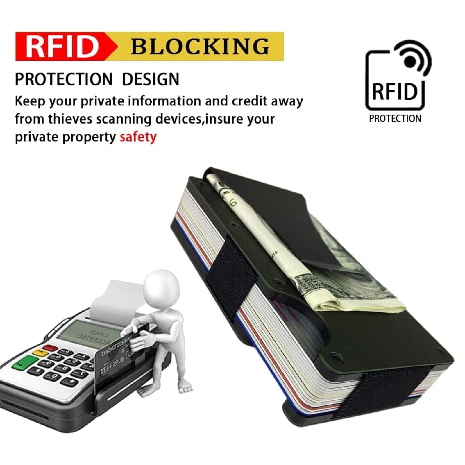 Minimalist Wallet for Men, Metal Money Clip Wallet
