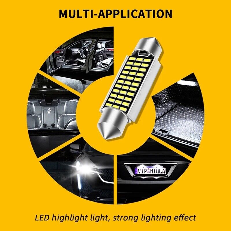 10 Pack LED 31mm, 36mm, 39mm, 41mm LED Festoon  CANBus Free Super Bright
