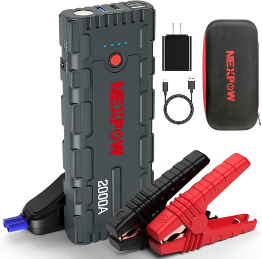 NEXPOW 2000A Peak Car Jump Starter with USB Quick Charge 3.0 12V Battery Starter