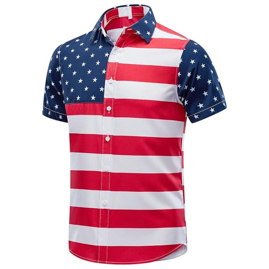 Men's American Flag Button Shirt Down Summer, Beach, July 4th, Merica Shirt