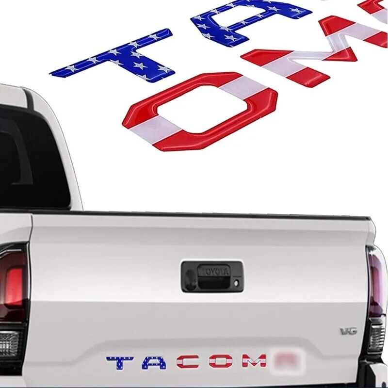 Toyota Tacoma 2016-2023 Tailgate Insert Letters, US Flag, Matte Black, Red