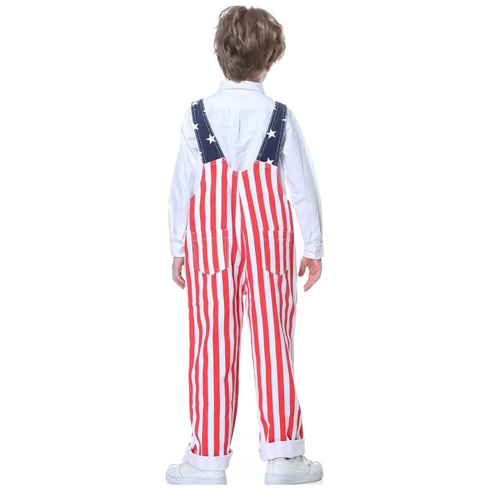 Yuanbang American Flag Overalls Pants Adjustable Straps Mens Red White And Blue