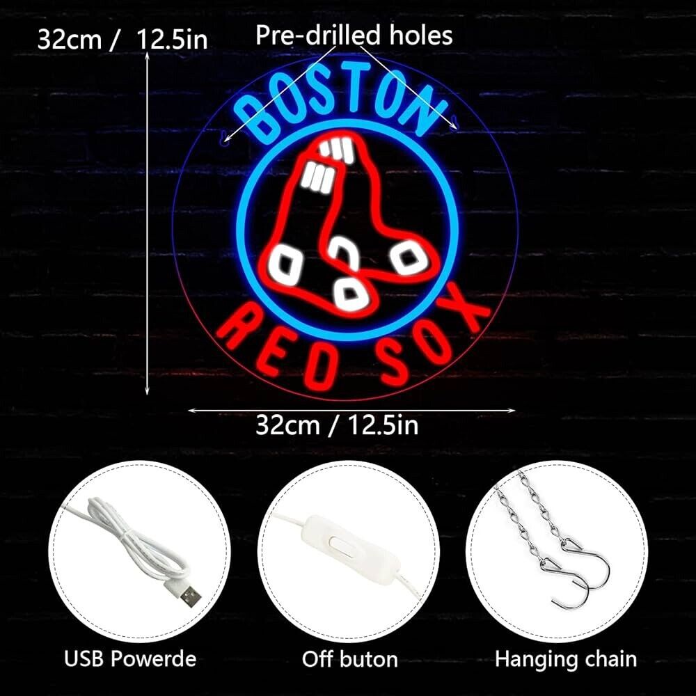 Boston LED Neon Sign For Bar, Garage , Mancave 12.5” x 12.5” Inch