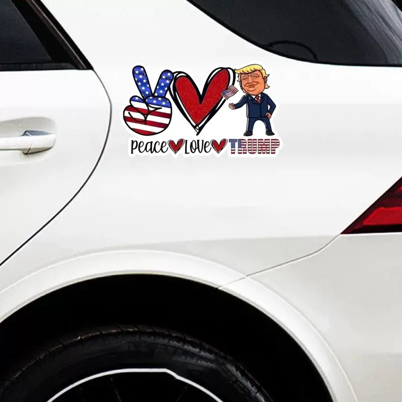Peace Love and Trump Sticker for Vehicle, Helmets, 7.08” x  4.21” inch