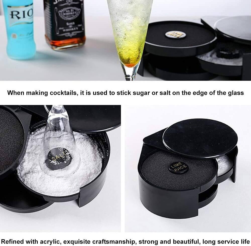 3-Tier Bar Juice Cocktail Rimmer For Seasoning, Salt, Sugar for Bar or Home