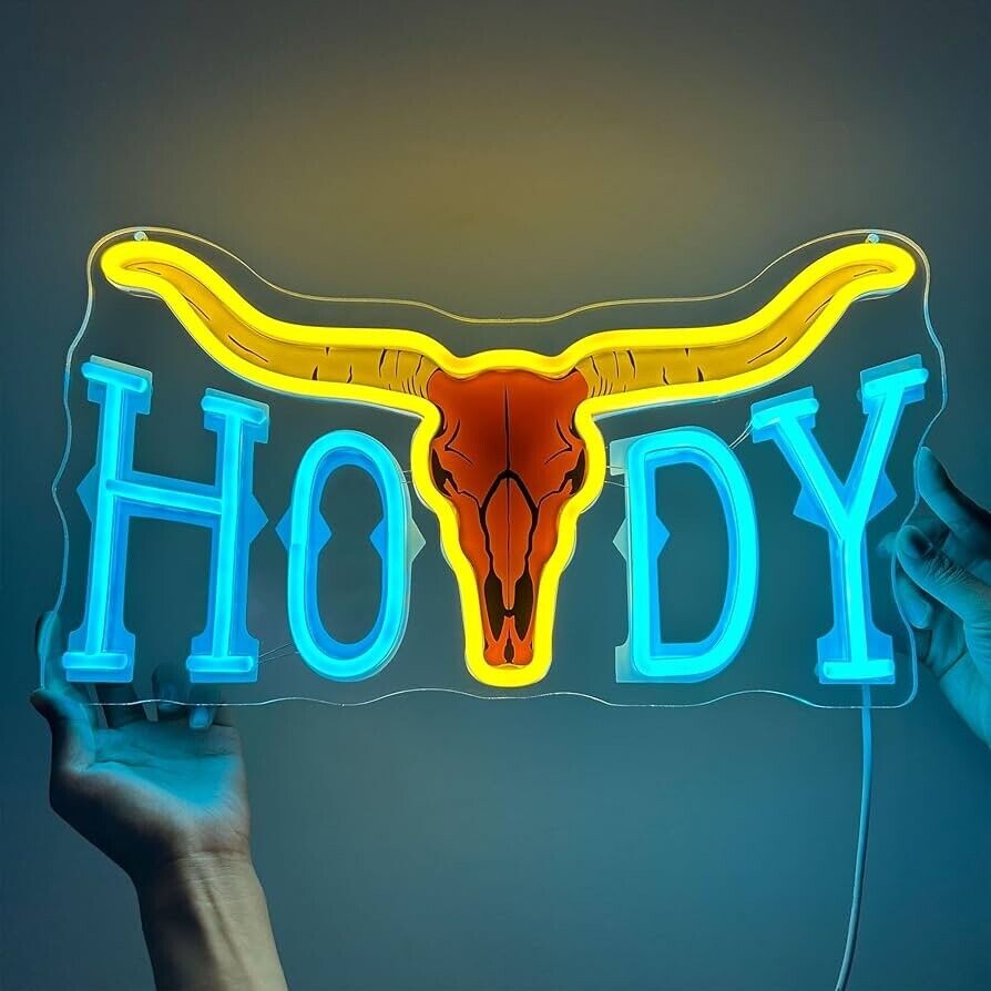 Howdy Neon Sign LED For Bar, Garage , Man-cave 9” x 16.5” inch