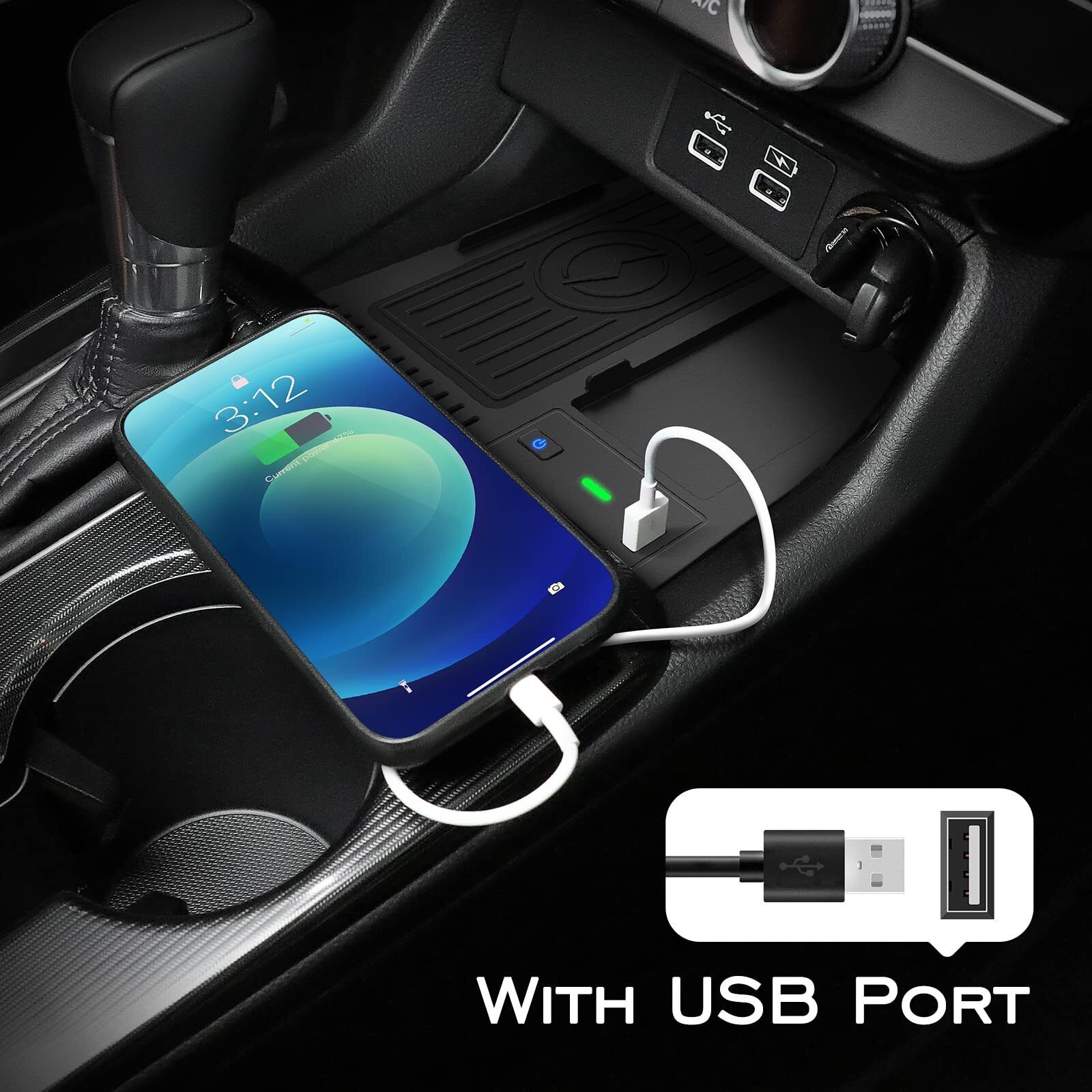 CarQiWireless Wireless Charger for Honda Civic 2016-2024 with USB Port