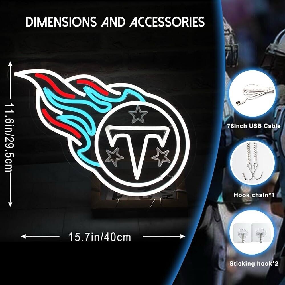 Titan Football LED Neon Sign For Bar, Garage , Mancave 15.7” x 11.6” Inches
