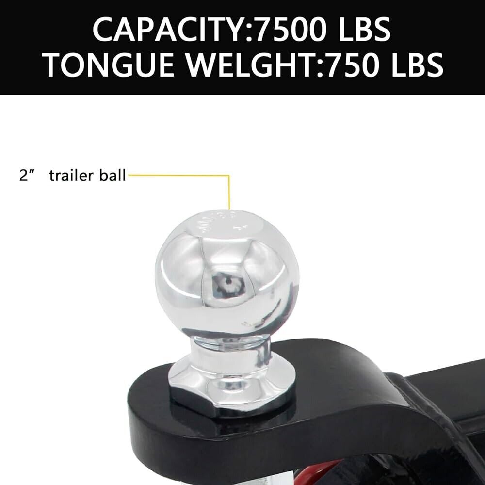 2 in 1 Trailer Hitch Ball Mount with Tow Shackle & 3/4" Hitch Pin Clip