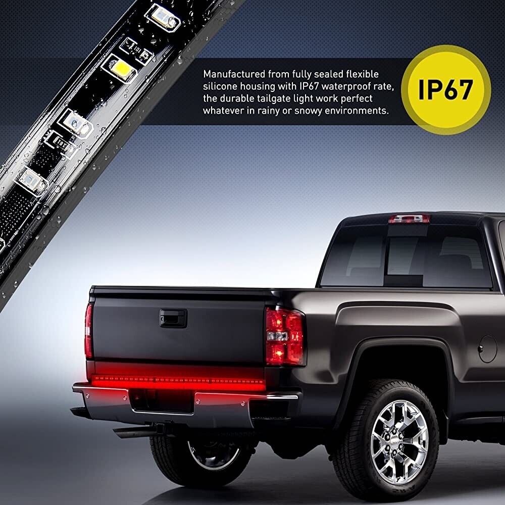 60" Truck Tailgate Light Bar 108 LED Single Row Tailgate Light Strip with Red Ru