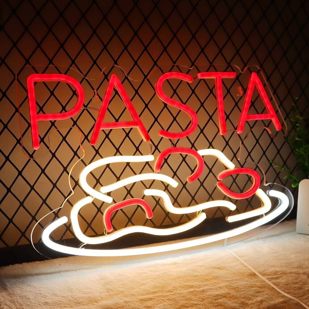 Pasta Restaurant LED Neon Sign for Restaurants, 10.6”X 16” Inch